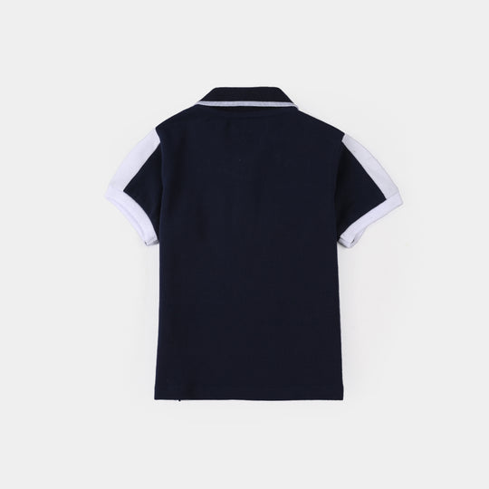 Infant Boys Cotton PK Polo Peanut - Navy Blue