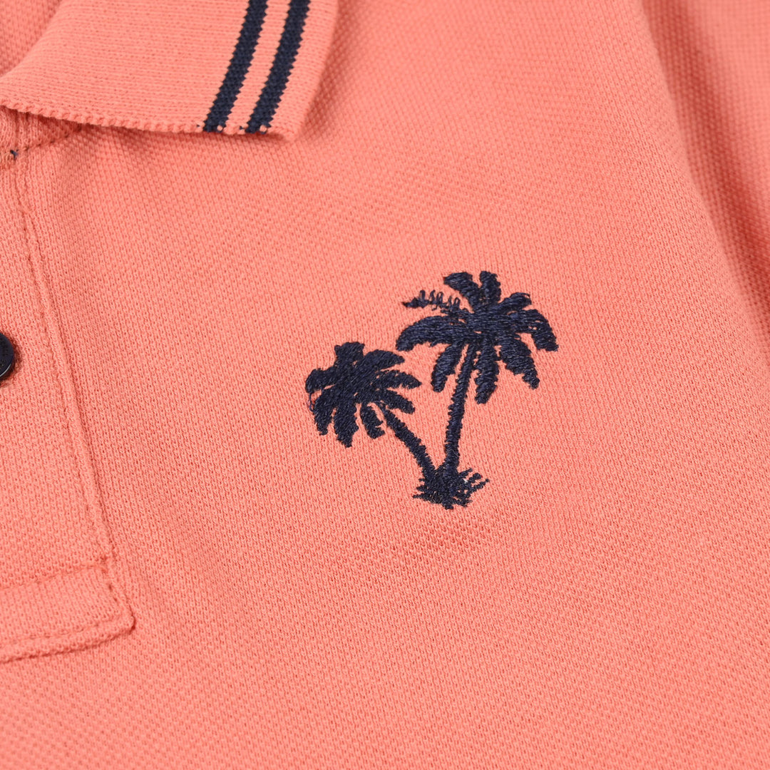 Infant Boys Cotton PK Polo (Beach Surfing) – Terra Cotta