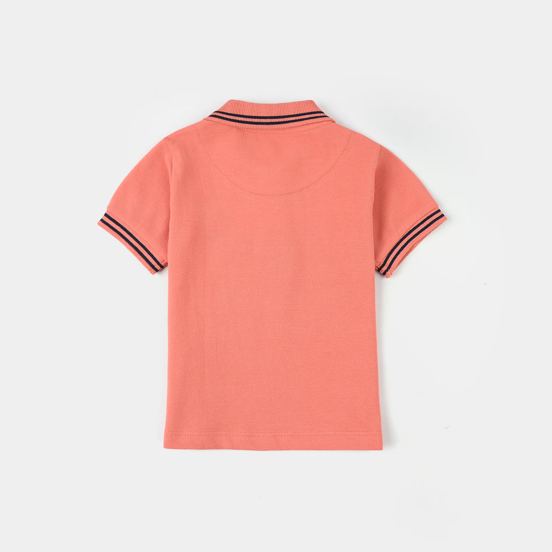 Infant Boys Cotton PK Polo (Beach Surfing) – Terra Cotta