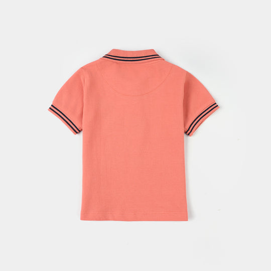 Infant Boys Cotton PK Polo (Beach Surfing) – Terra Cotta
