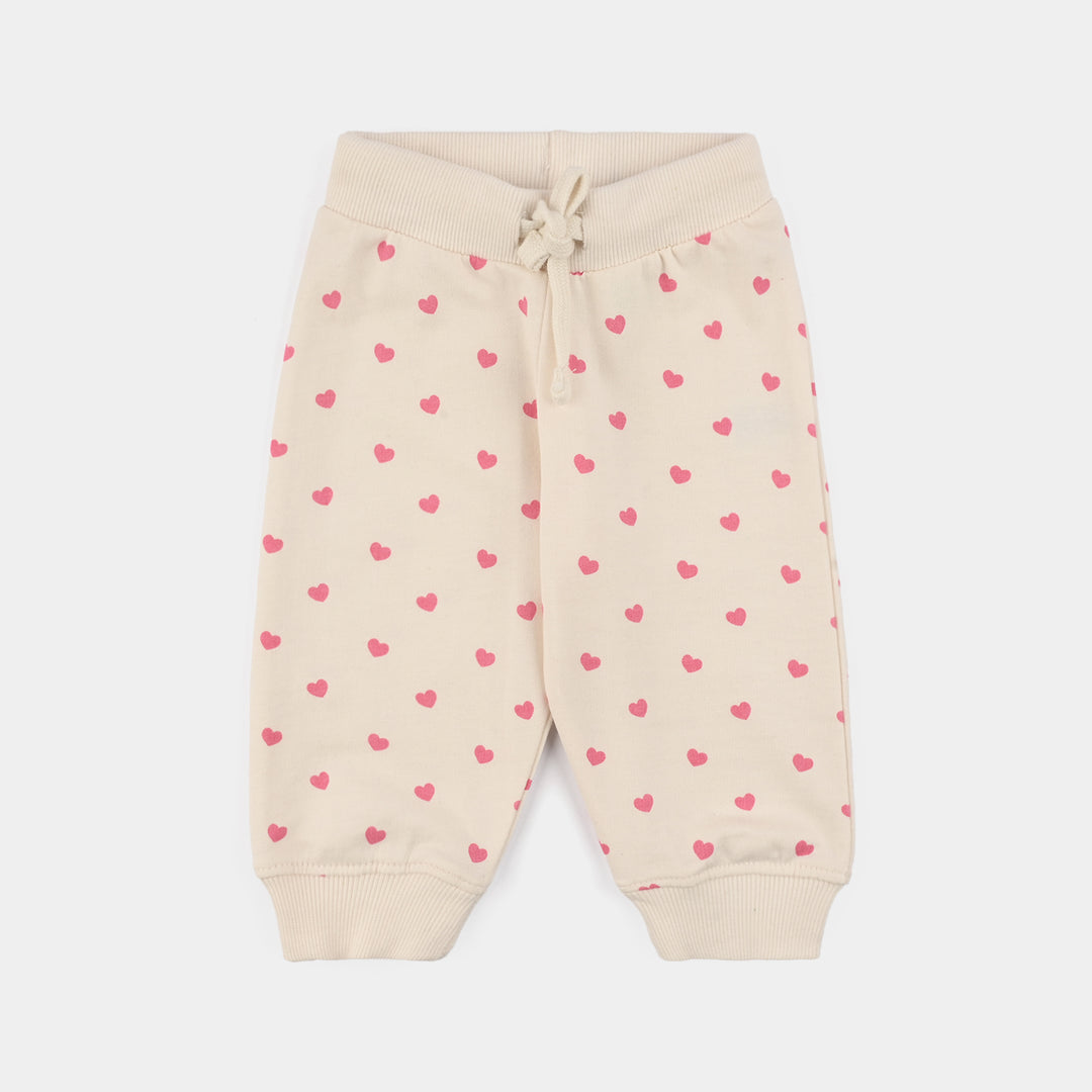 Infant Girls Jersey/Terry Pajama (Hearts) - Off White