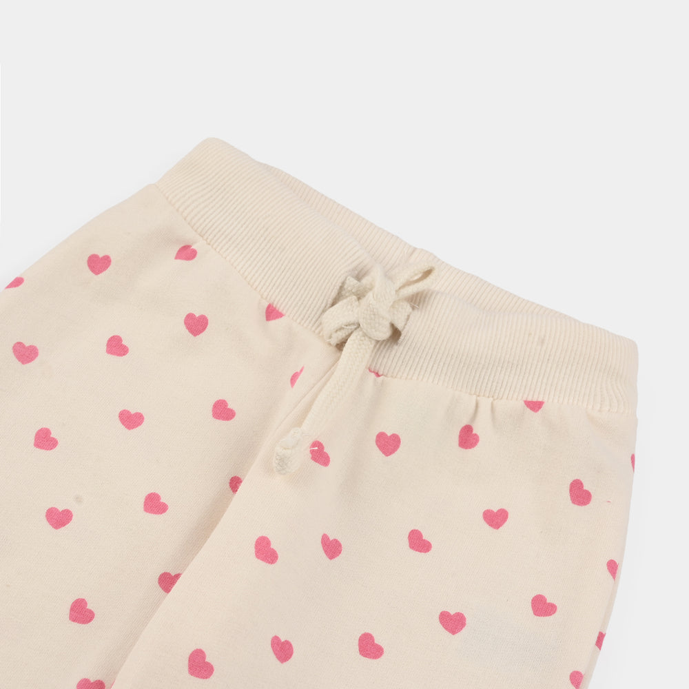 Infant Girls Jersey/Terry Pajama (Hearts) - Off White