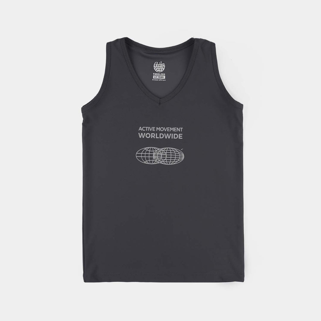 Boys Cotton PK Sando (Champion) - Black