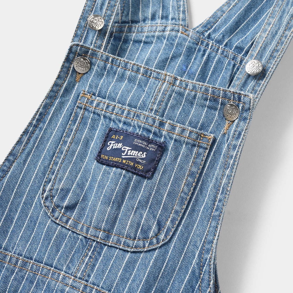 Boys Denim Rigid Over All Fun Time - Dark Blue