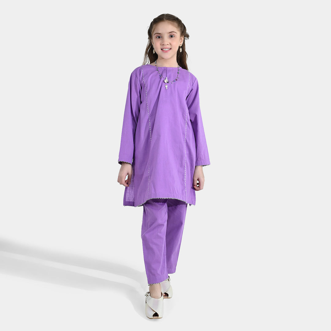 Girls Cotton Slub 2Pcs - Lavender/Purple