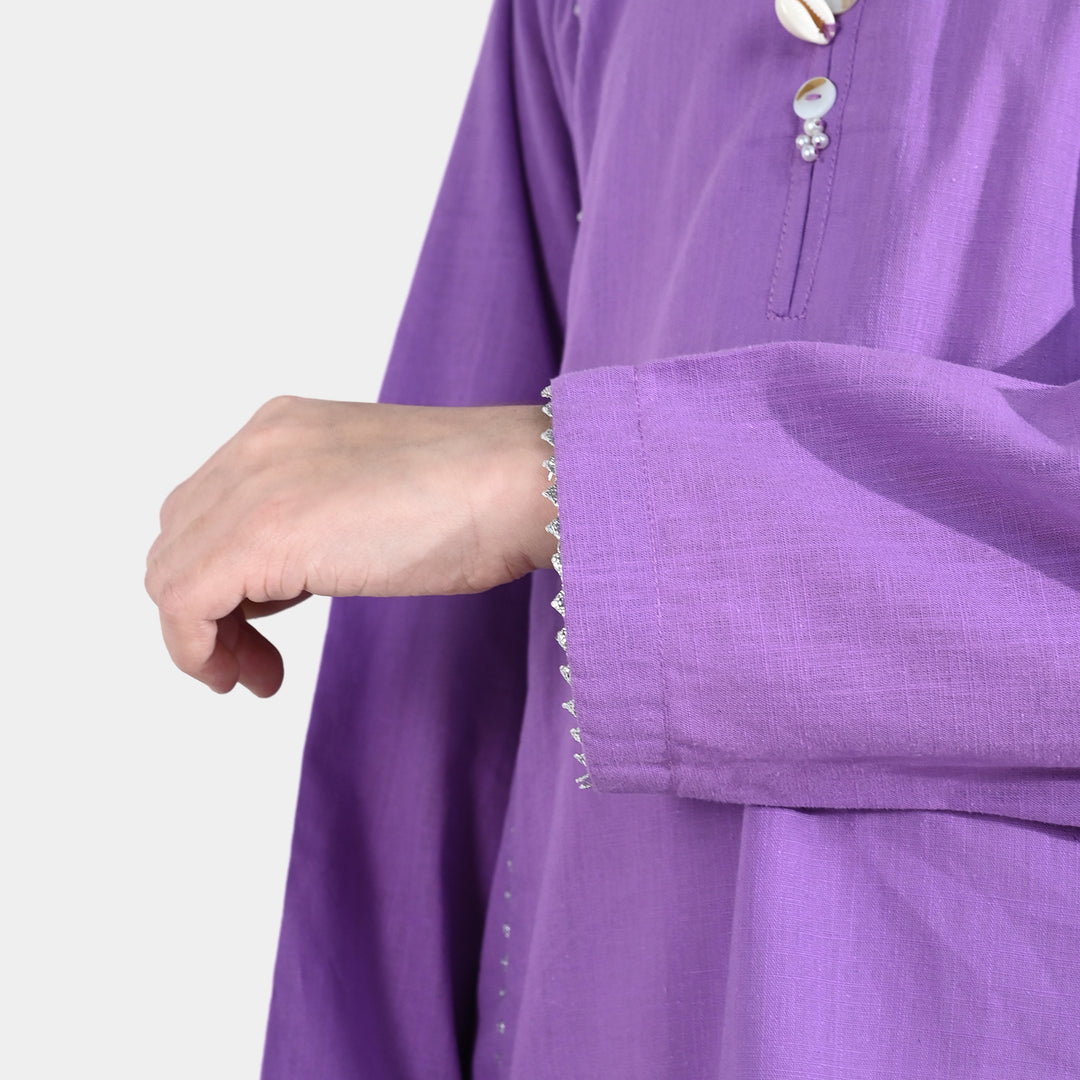 Girls Cotton Slub 2Pcs - Lavender/Purple