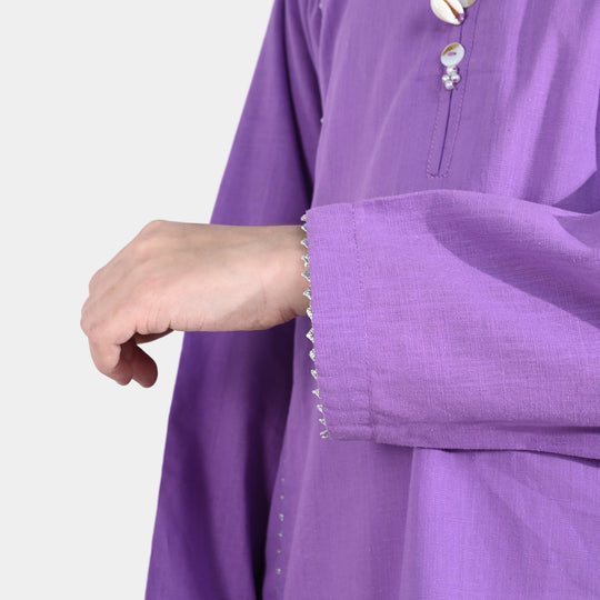 Girls Cotton Slub 2Pcs - Lavender/Purple