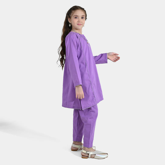 Girls Cotton Slub 2Pcs - Lavender/Purple