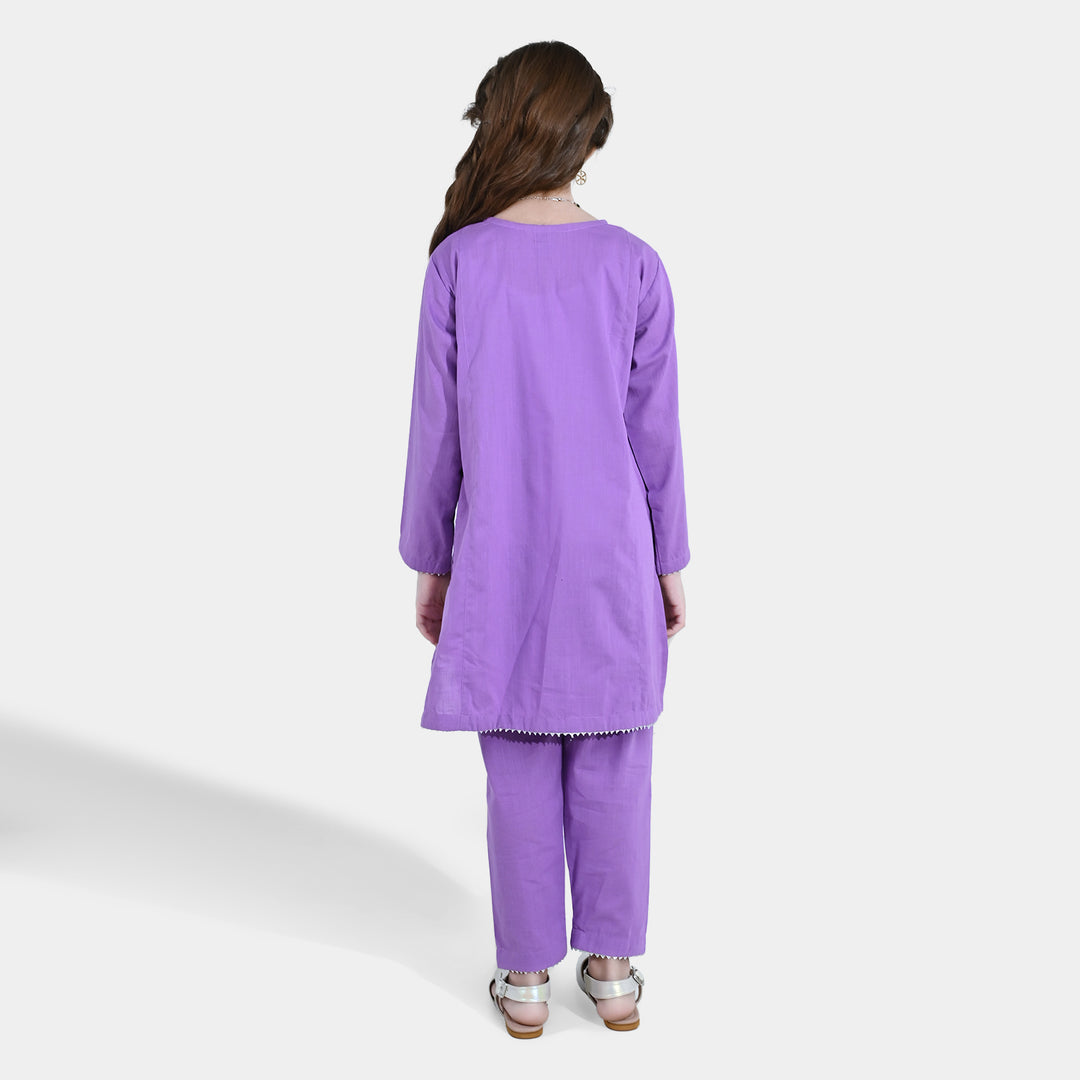 Girls Cotton Slub 2Pcs - Lavender/Purple