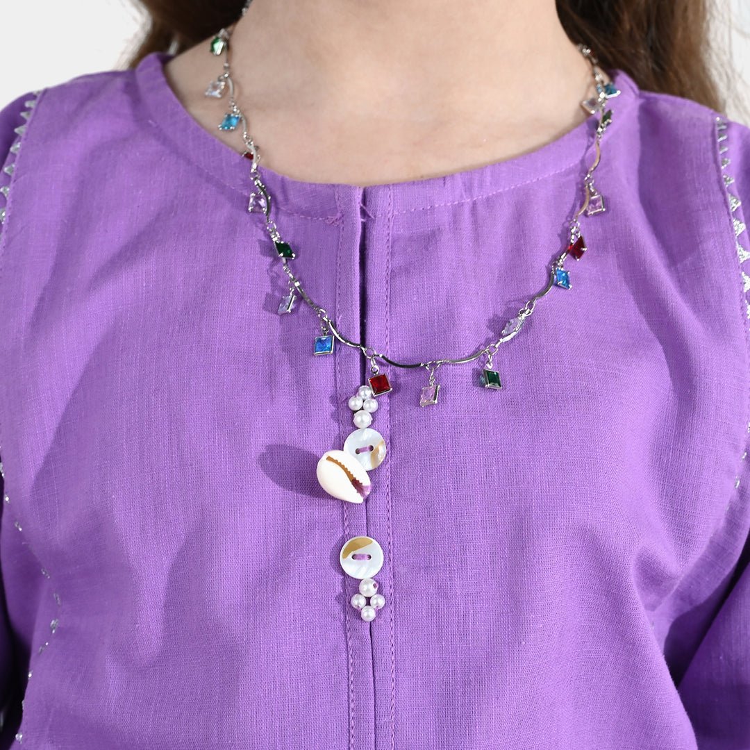 Girls Cotton Slub 2Pcs - Lavender/Purple