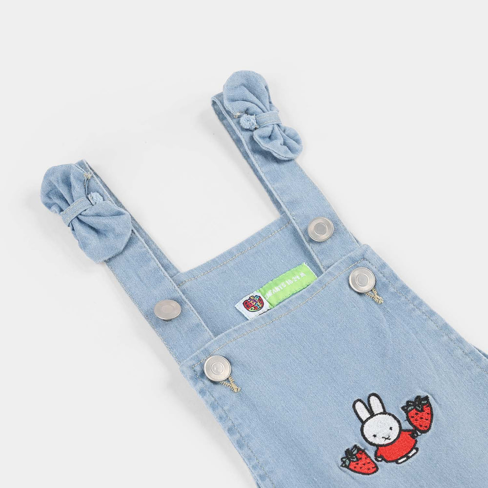 Infant Girls Denim Rigid Overall (Cherry) - Light Blue