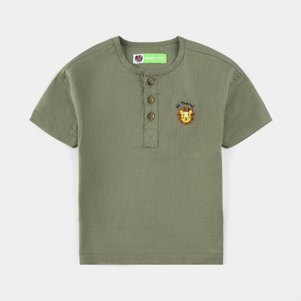 Infant Boys Cotton Woven Suit (Jungle Friend) – Green
