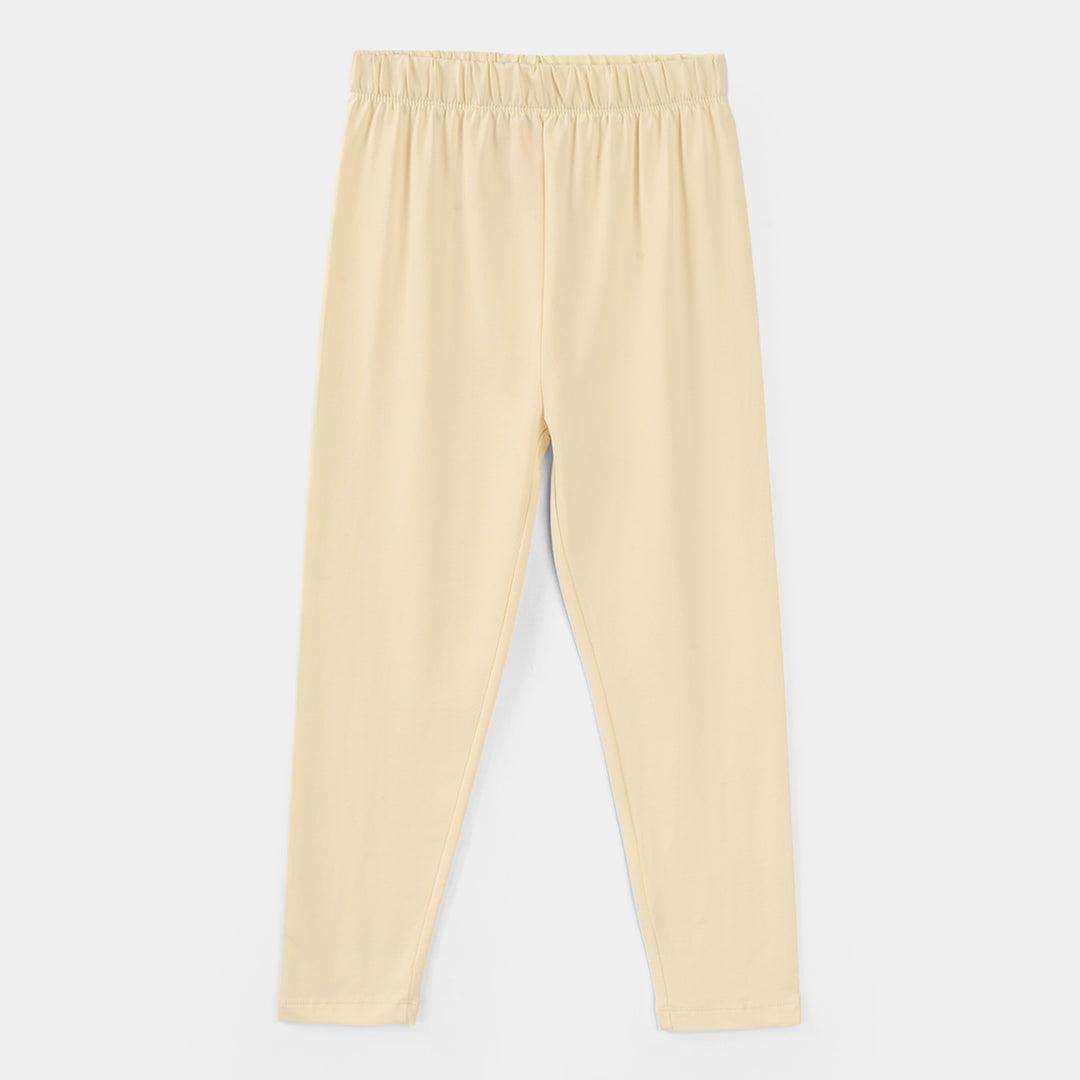 Girls Lycra Jersey Tights - Cream