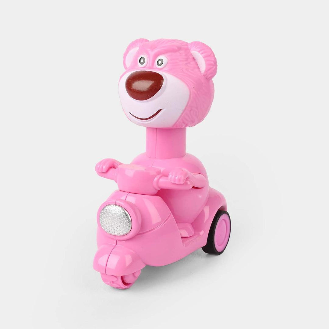 Pink Bear Scooter Wind-Up Toy
