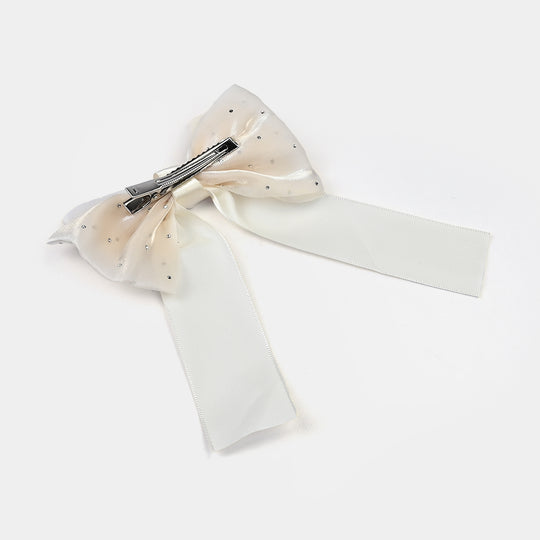 Cute Fabric Bow Hair Pin with Metal Clip