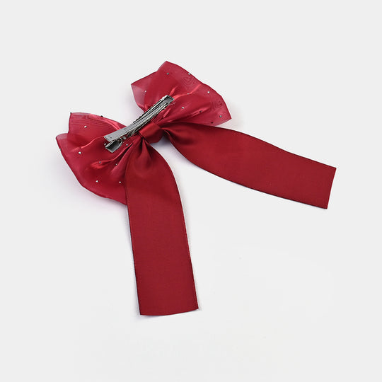 Cute Fabric Bow Hair Pin with Metal Clip