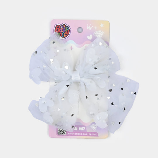 Cute Fabric Bow Hair Pin with Metal Clip