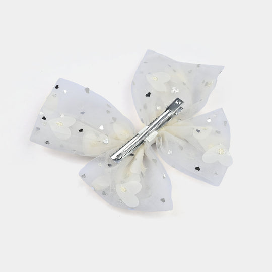 Cute Fabric Bow Hair Pin with Metal Clip