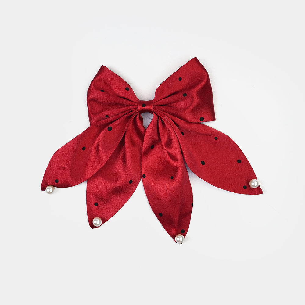 Cute Fabric Bow Hair Pin with Metal Clip