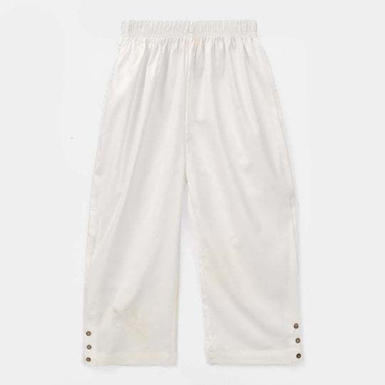 Girls Cotton Pant Shalwar Style - White