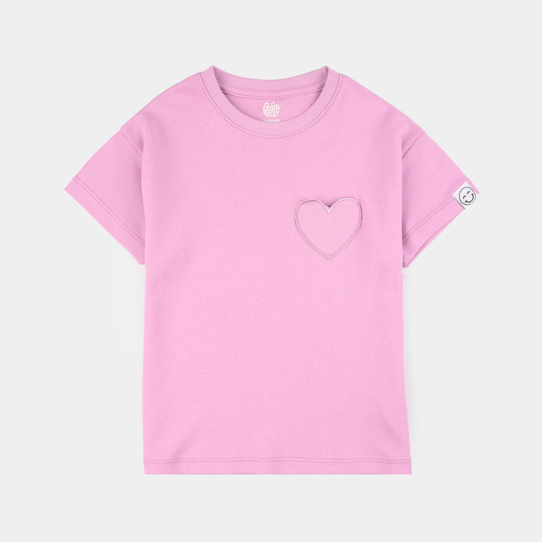Girls Cotton Interlock 2-Piece Suit (Smiley Face) - Pink
