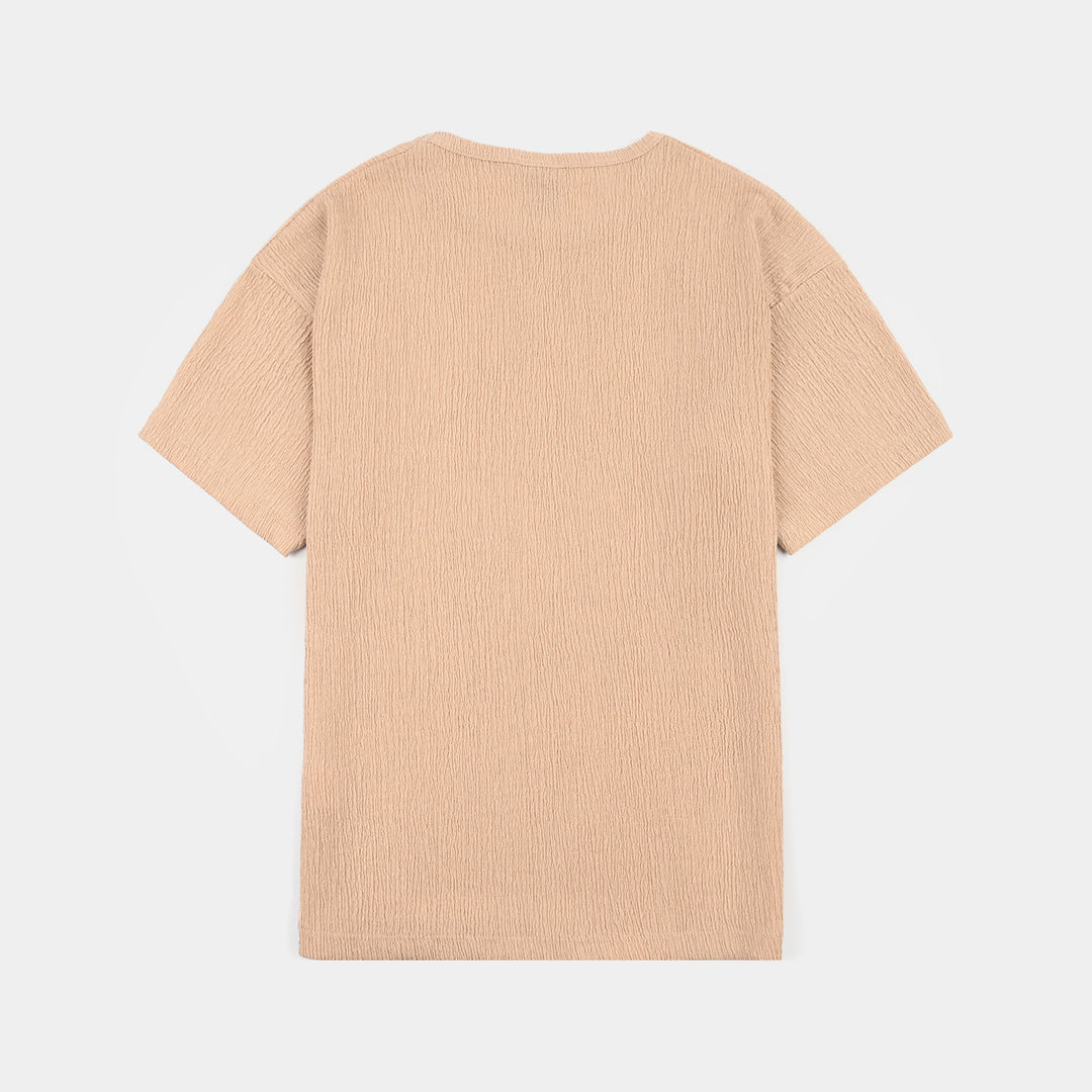 Teens Girls Poly Crinkle T-Shirt (Squad Goals) - Brown