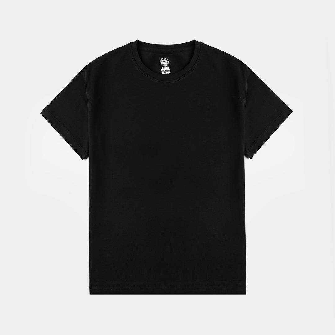 Boys Lycra Jersey Basic T-Shirt – Jet Black