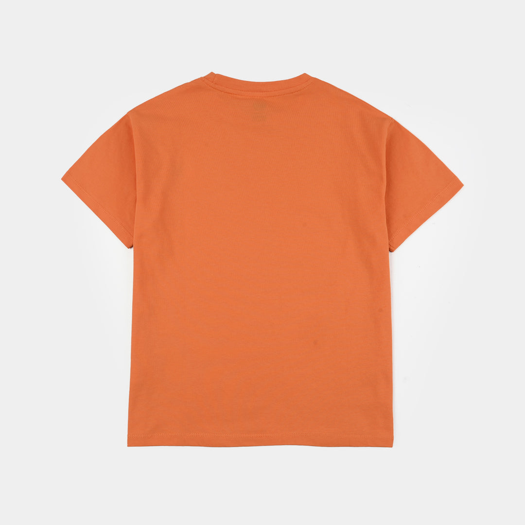 Boys Lycra Jersey Basic T-Shirt - Orange