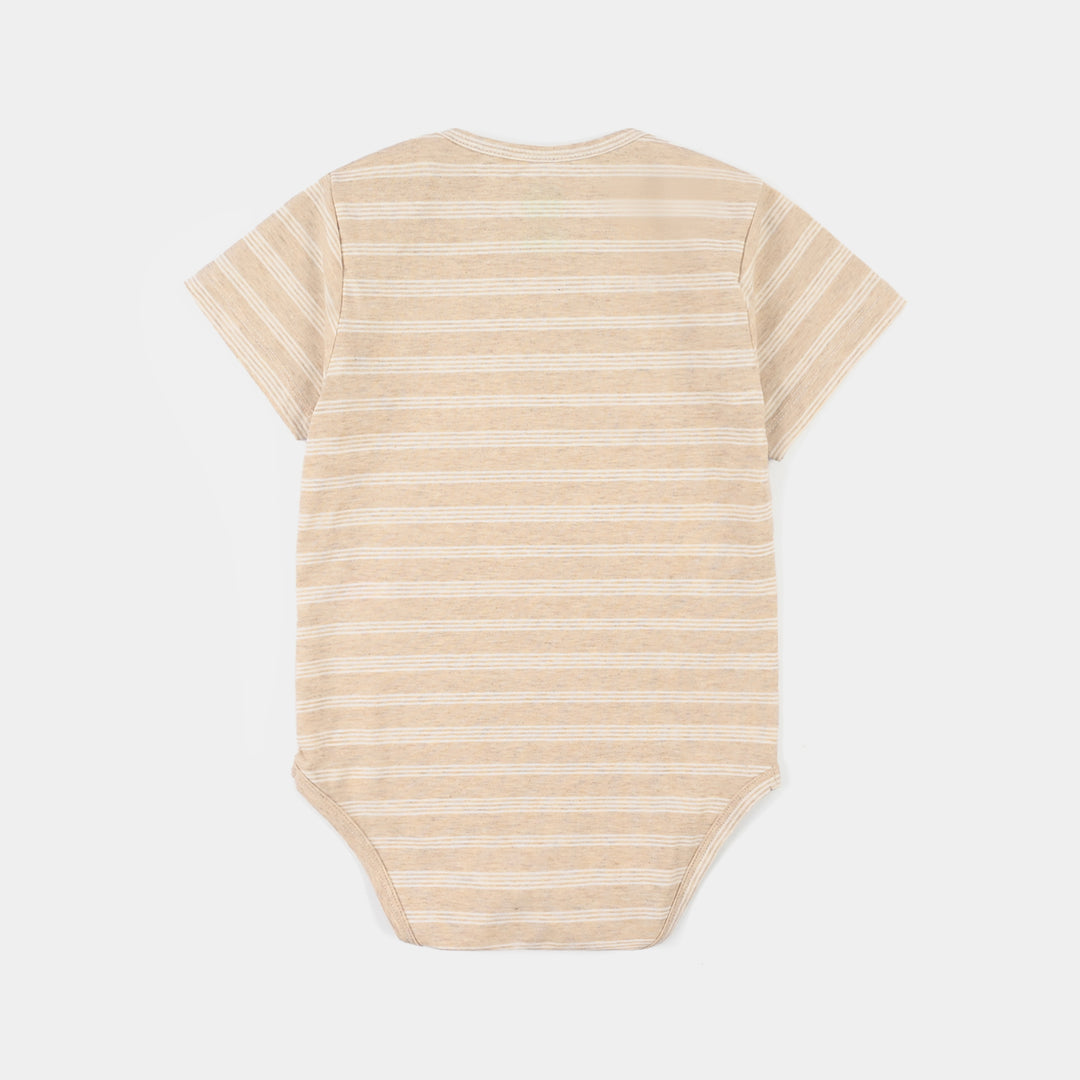 Infant Unisex Yarn Dyed Romper Little One – Brown
