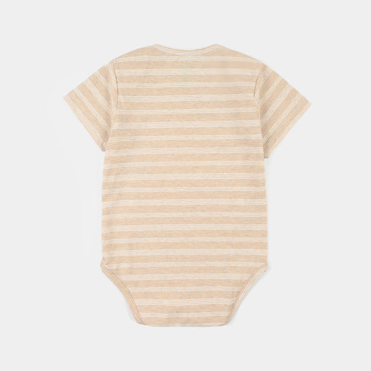 Infant Unisex Yarn Dyed Romper Little One – Brown