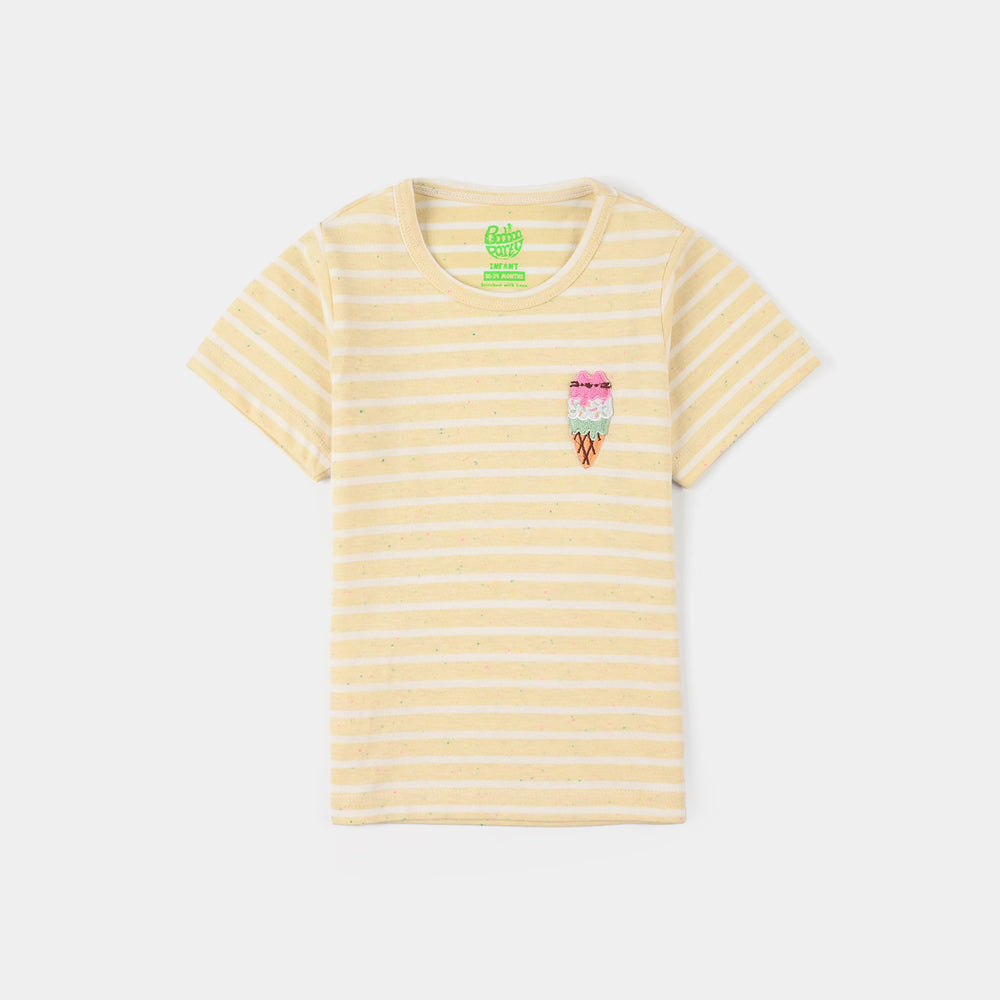 Infant Girls Yarn Dyed Striped T-Shirt - Yellow/White