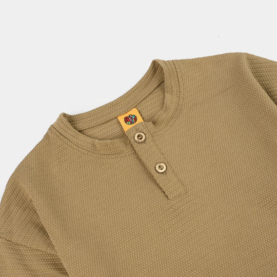Boys Jacquard T-Shirt (Great Vibes) - Brown