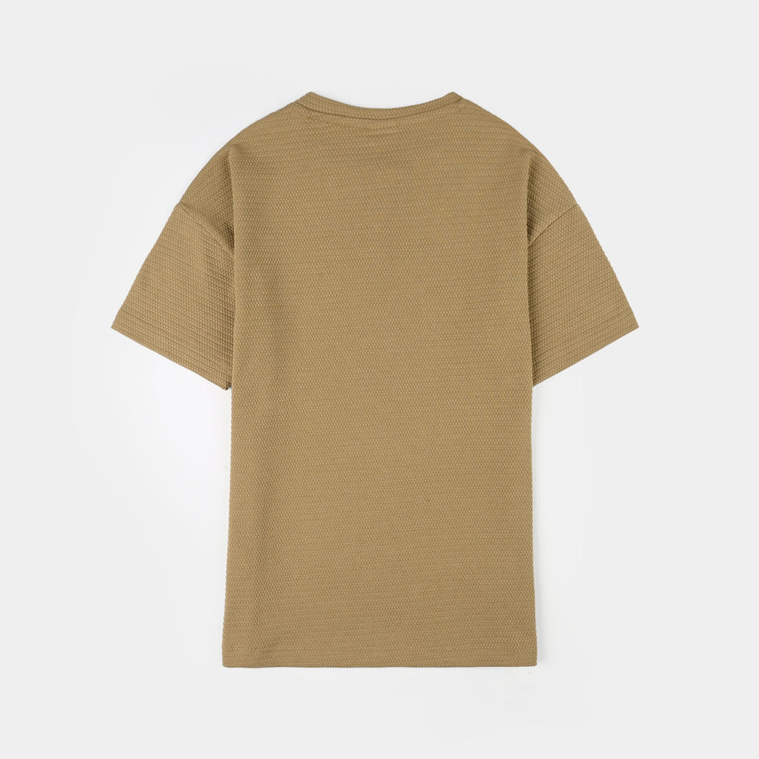 Boys Jacquard T-Shirt (Great Vibes) - Brown