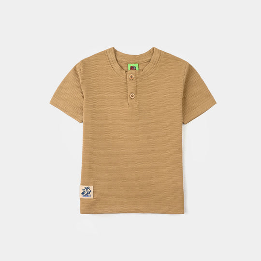 Infant Boys Jacquard T-Shirt (Waves & Palm Tree) – Brown