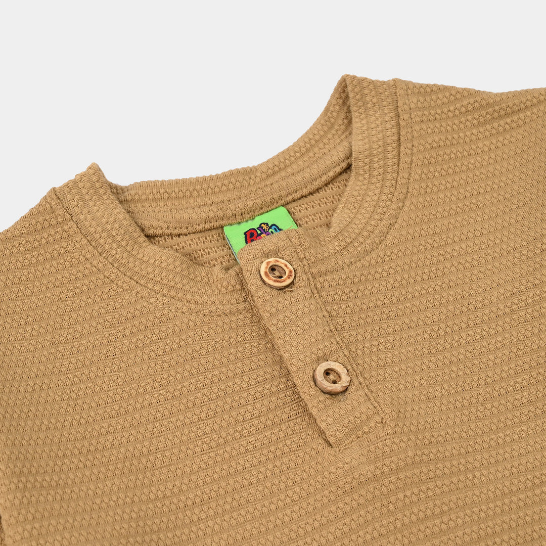 Infant Boys Jacquard T-Shirt (Waves & Palm Tree) – Brown