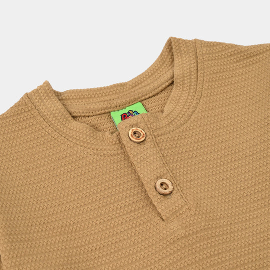 Infant Boys Jacquard T-Shirt (Waves & Palm Tree) – Brown