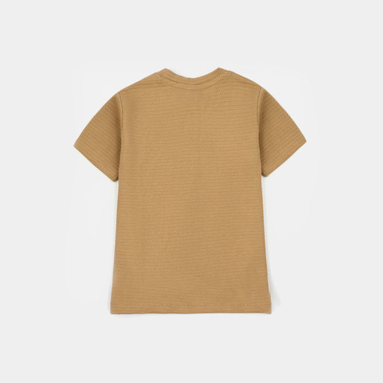 Infant Boys Jacquard T-Shirt (Waves & Palm Tree) – Brown
