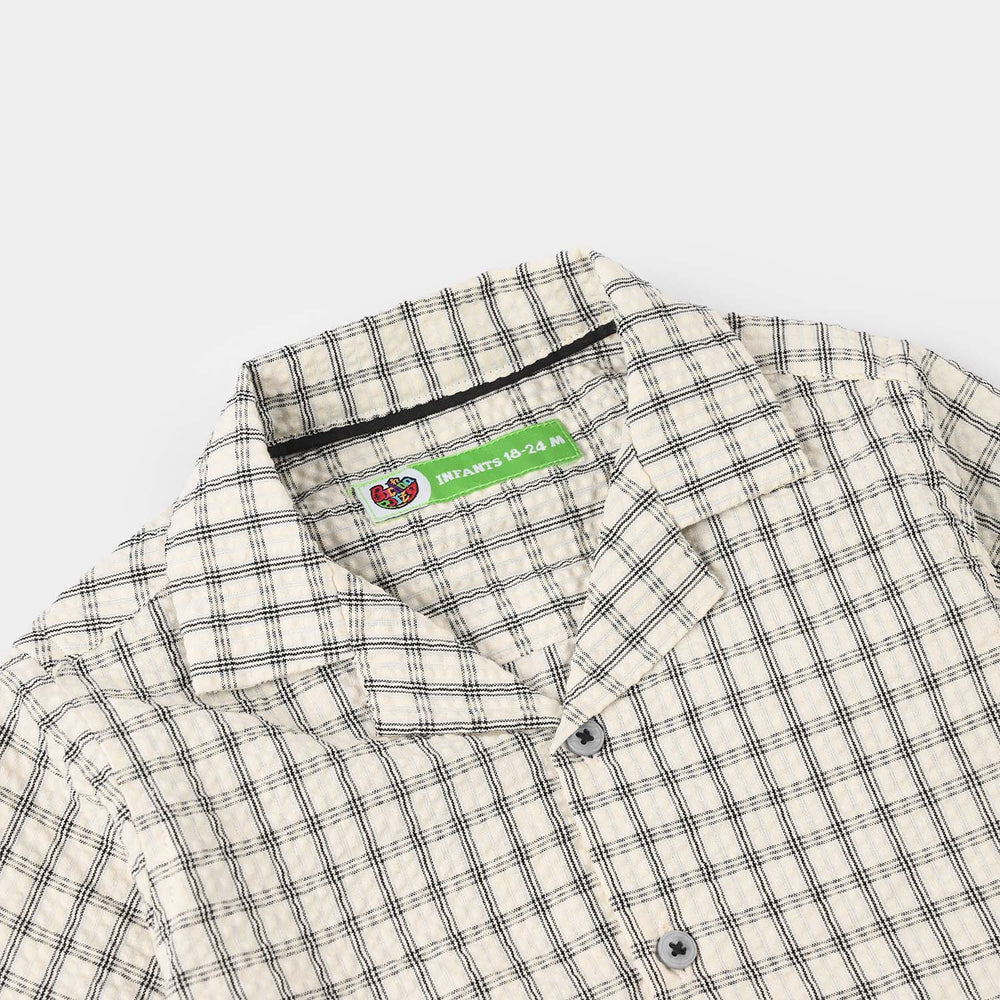 Infant Boys Yarn Dyed Shirt Character - White