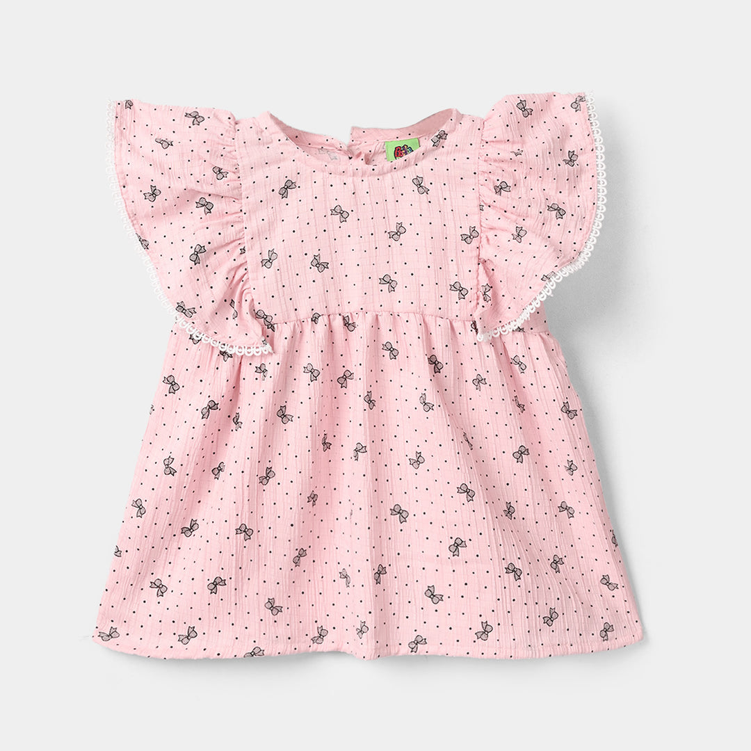 Girls Poly Crinkle Casual Top - Pink