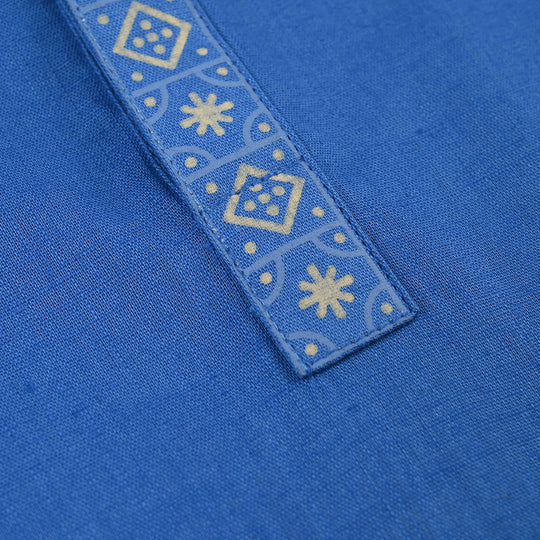 Boys Cotton Slub Printed Kurta (Funk) - Blue