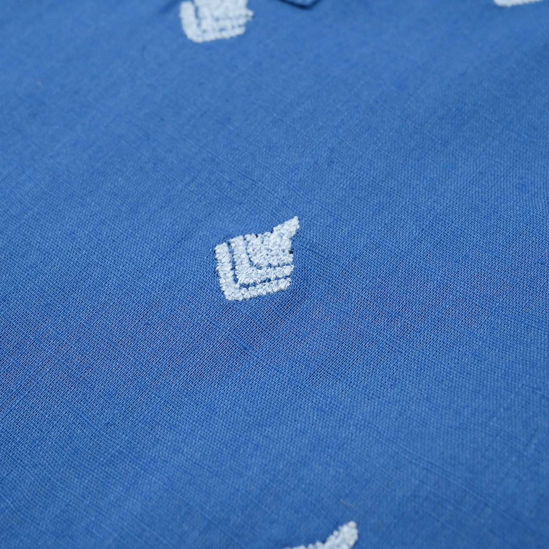 Infant Boys Cotton Slub Embroidered Kurta (Breeze) - Blue