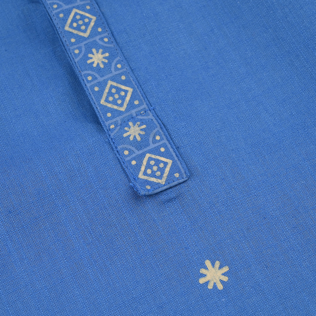 Infant Boys Cotton Slub Printed Kurta (Funk) - Blue