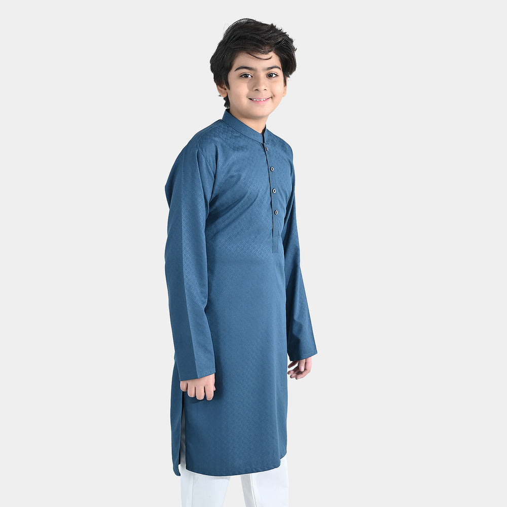 Boys Poly Viscose Basic Kurta (Jacquard) – Teal Green
