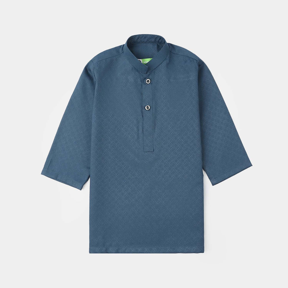 Infant Boys Poly Viscose Basic Kurta (Jacquard) - Teal Green