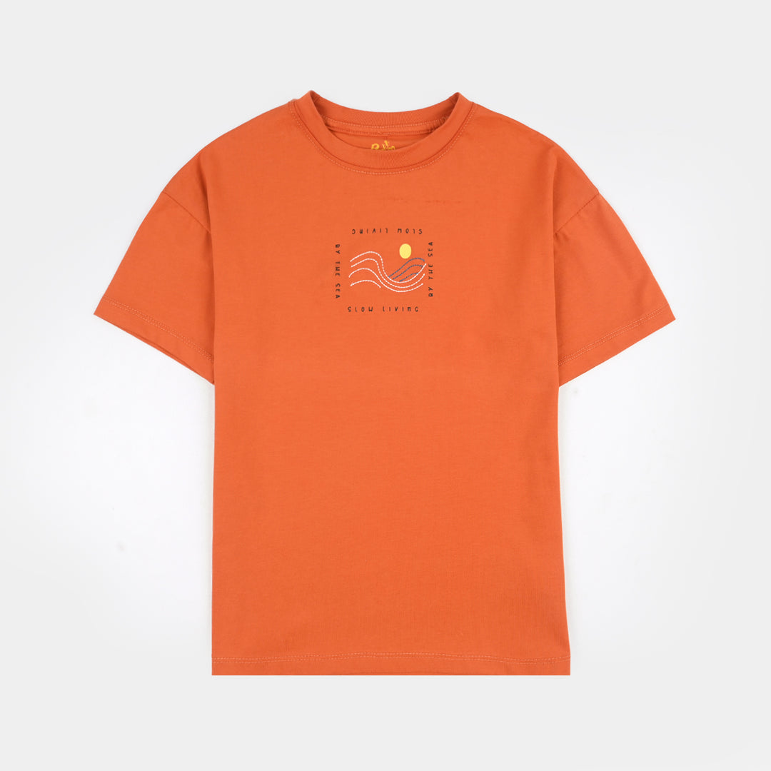 Boys Lycra Jersey T-Shirt (Slow Living) - Orange