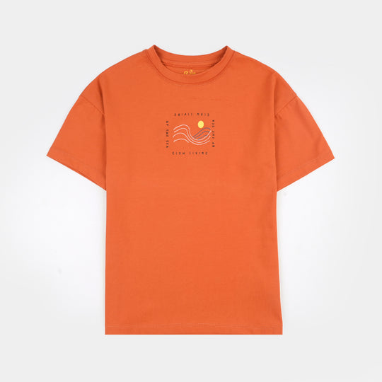 Boys Lycra Jersey T-Shirt (Slow Living) - Orange