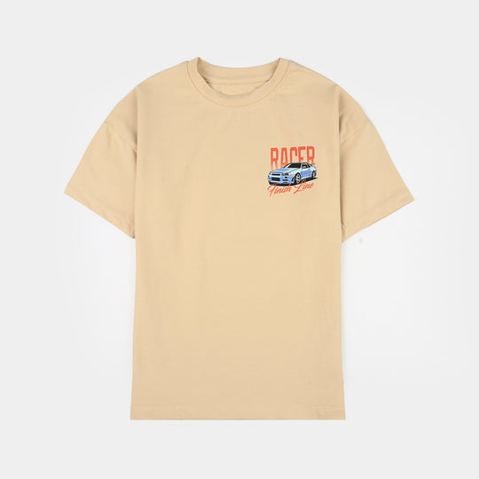 Boys Lycra Jersey T-Shirt (Legendary Racer) - Beige