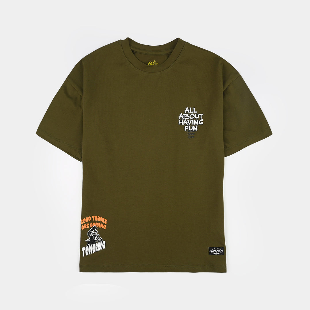 Boys Lycra Jersey T-Shirt (All About) - Olive