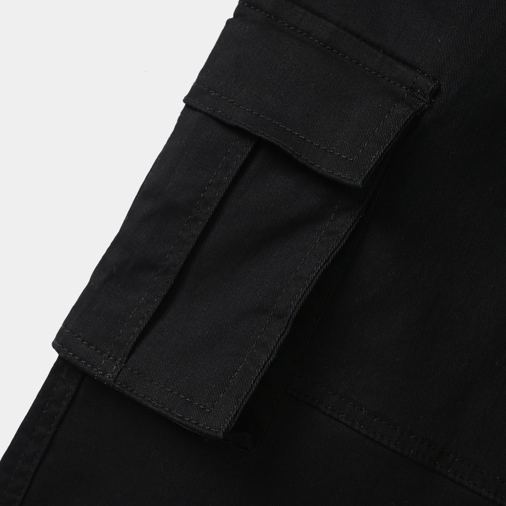 Girls Cotton Twill Pants Seam - Black