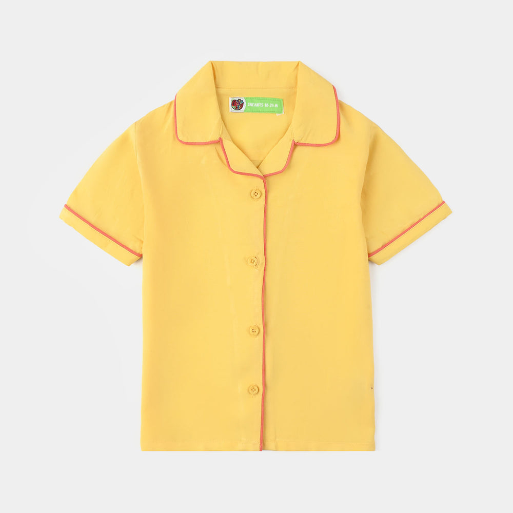 Infant Girls Viscose Night Suit - Yellow